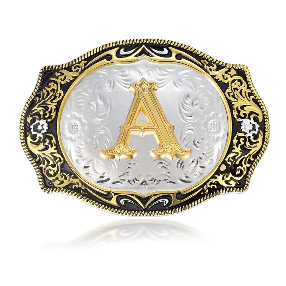 8384 Western Initial Letters Belt Buckle ABCDEFG to XYZ Golden Alphabet